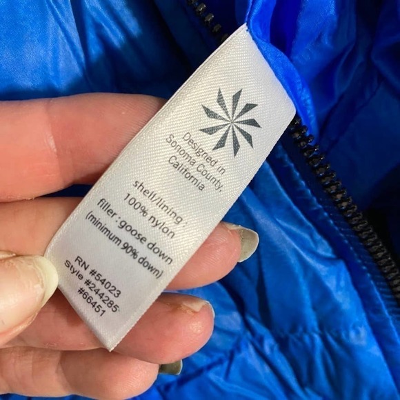 Athleta Blue Down Puffer Jacket Size XXS - Picture 9 of 9